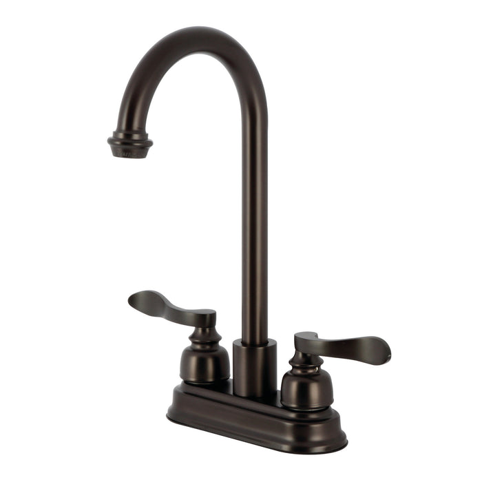 Kingston Tulare KB8495NFL - NuWave French Two-Handle 2-Hole Deck Mount Bar Faucet, Oil Rubbed Bronze