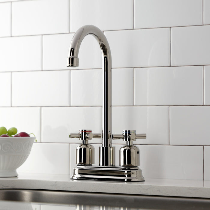 Kingston Tulare KB8496DX - Concord Two-Handle 2-Hole Deck Mount Bar Faucet, Polished Nickel