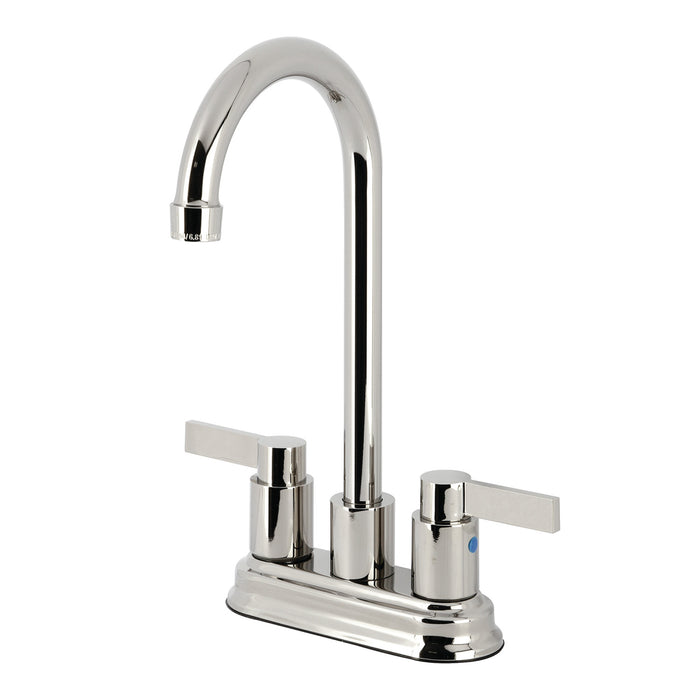 Kingston Tulare KB8496NDL - NuvoFusion Two-Handle 2-Hole Deck Mount Bar Faucet, Polished Nickel