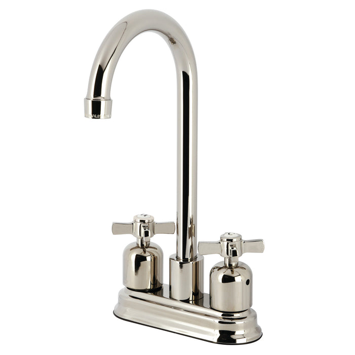 Kingston Tulare KB8496ZX - Millennium Two-Handle 2-Hole Deck Mount Bar Faucet, Polished Nickel