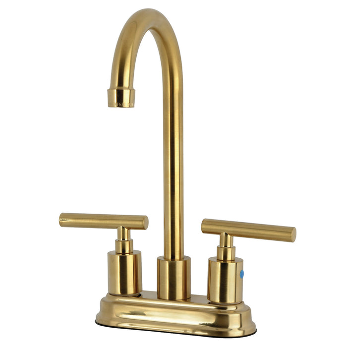 Kingston Sona KB8497CML - Manhattan Two-Handle 2-Hole Deck Mount Bar Faucet, Brushed Brass