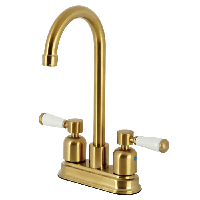 Kingston Tulare KB8497DPL - Paris Two-Handle 2-Hole Deck Mount Bar Faucet, Brushed Brass
