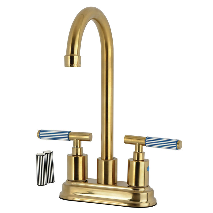 Kingston Sona KB8497KPS - Verona Double-Handle 4-Inch Centerset Bar Faucet, Brushed Brass