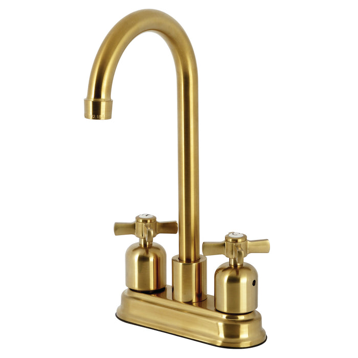 Kingston Tulare KB8497ZX - Millennium Two-Handle 2-Hole Deck Mount Bar Faucet, Brushed Brass