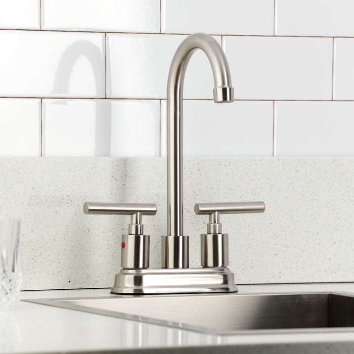 Kingston Sona KB8498CML - Manhattan Two-Handle 2-Hole Deck Mount Bar Faucet, Brushed Nickel