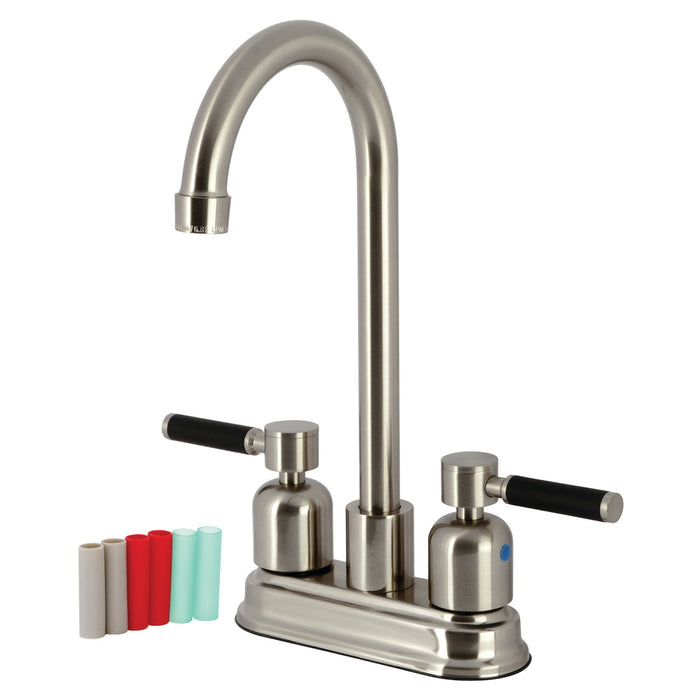 Kingston Tulare KB8498DKL - Kaiser Two-Handle 2-Hole Deck Mount Bar Faucet, Brushed Nickel