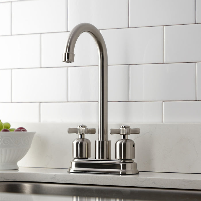Kingston Tulare KB8498ZX - Millennium Two-Handle 2-Hole Deck Mount Bar Faucet, Brushed Nickel