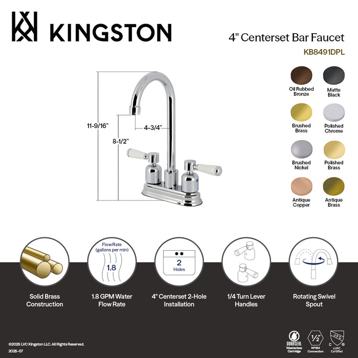 Kingston Tulare KB849DPLAC - Paris Two-Handle 2-Hole Deck Mount Bar Faucet, Antique Copper