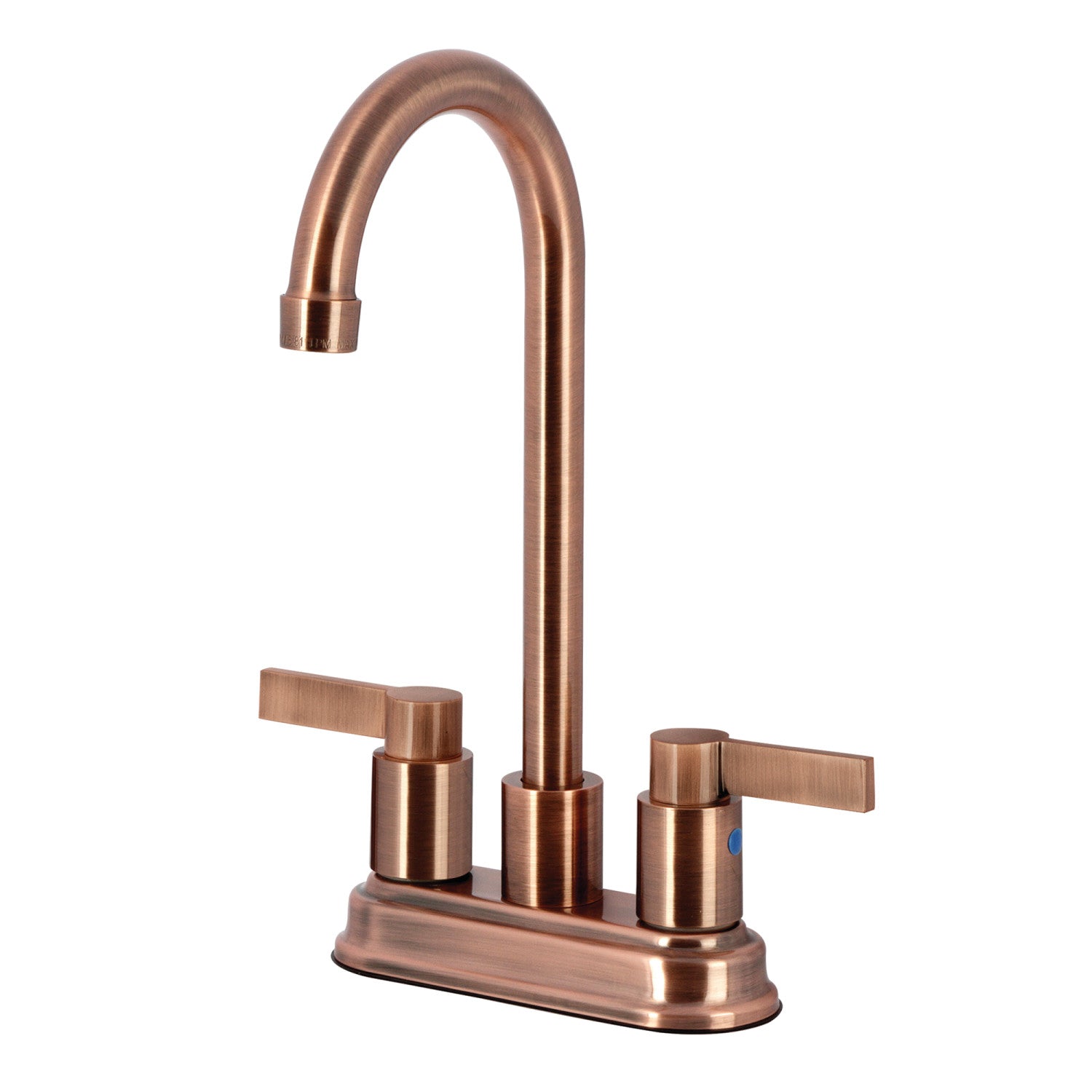 Kingston Brass NuvoFusion Bar Wasserhahn – Antikkupfer, 4-Zoll Lochabstand, 1,8 GPM Durchfluss