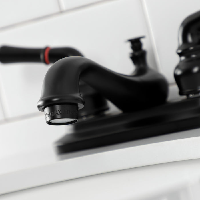 Kingston Tulare KB8600 - Royale Double-Handle 3-Hole Deck Mount 4-Inch Centerset Bathroom Faucet with Pop-Up Drain, Matte Black