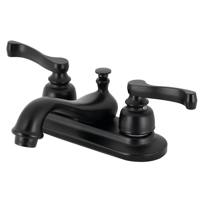 Kingston Tulare KB8600 - Royale Double-Handle 3-Hole Deck Mount 4-Inch Centerset Bathroom Faucet with Pop-Up Drain, Matte Black