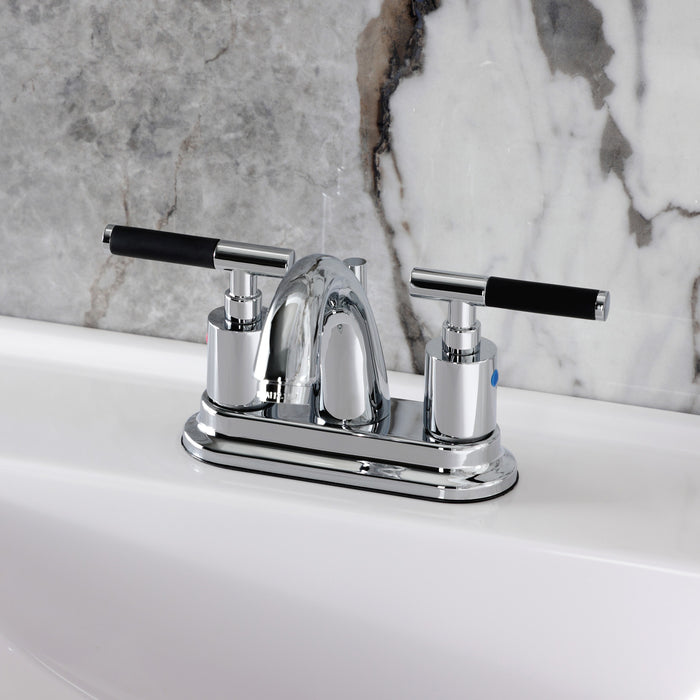 Kingston Tulare KB8611CKL - Kaiser Double-Handle 3-Hole Deck Mount 4-Inch Centerset Bathroom Faucet with Pop-Up Drain, Polished Chrome