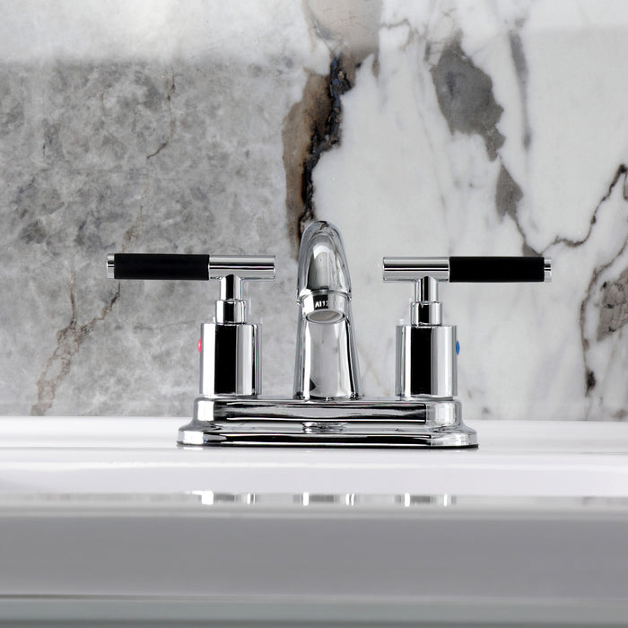 Kingston Tulare KB8611CKL - Kaiser Double-Handle 3-Hole Deck Mount 4-Inch Centerset Bathroom Faucet with Pop-Up Drain, Polished Chrome