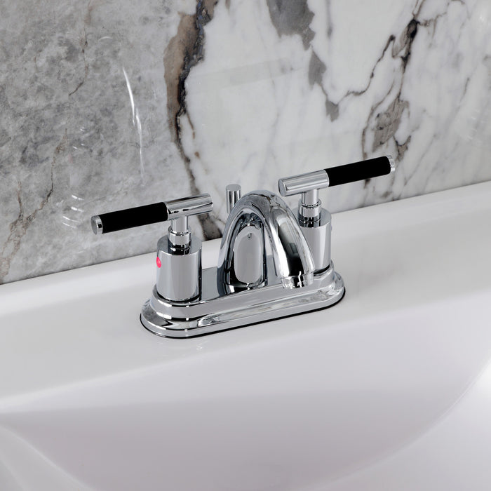 Kingston Tulare KB8611CKL - Kaiser Double-Handle 3-Hole Deck Mount 4-Inch Centerset Bathroom Faucet with Pop-Up Drain, Polished Chrome