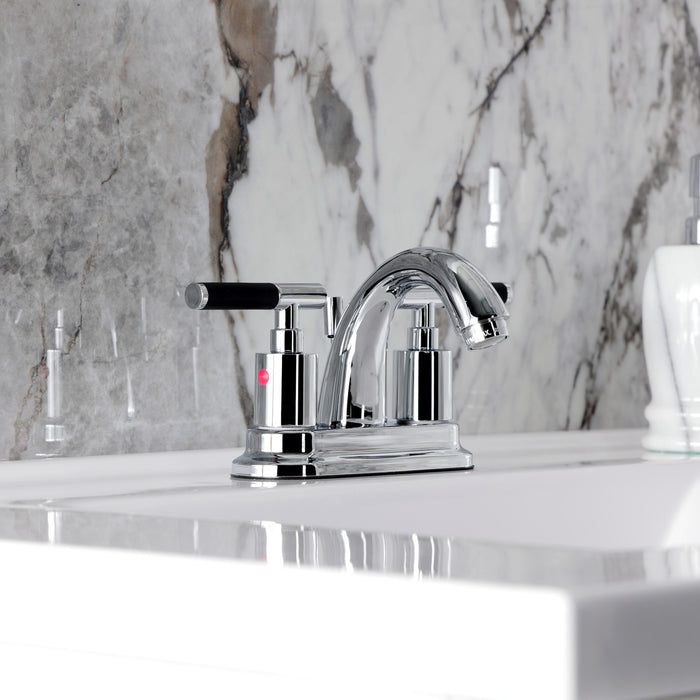 Kingston Tulare KB8611CKL - Kaiser Double-Handle 3-Hole Deck Mount 4-Inch Centerset Bathroom Faucet with Pop-Up Drain, Polished Chrome