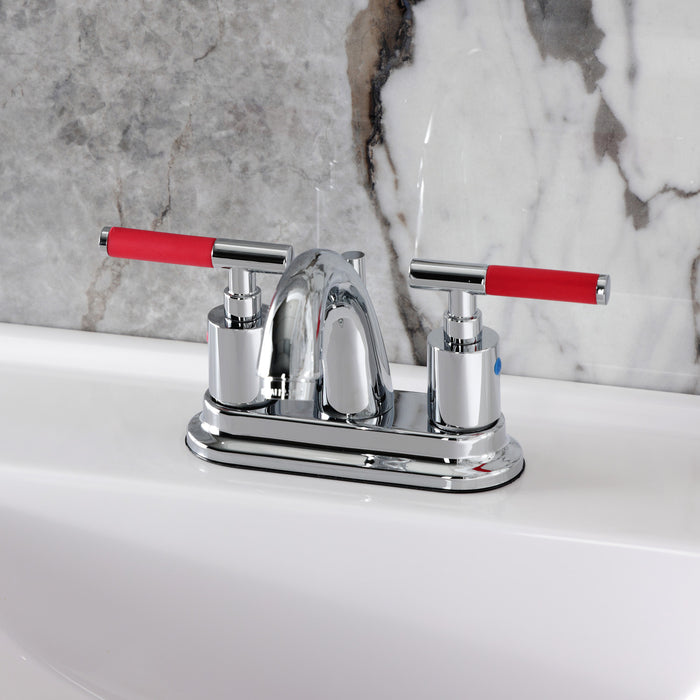 Kingston Tulare KB8611CKL - Kaiser Double-Handle 3-Hole Deck Mount 4-Inch Centerset Bathroom Faucet with Pop-Up Drain, Polished Chrome