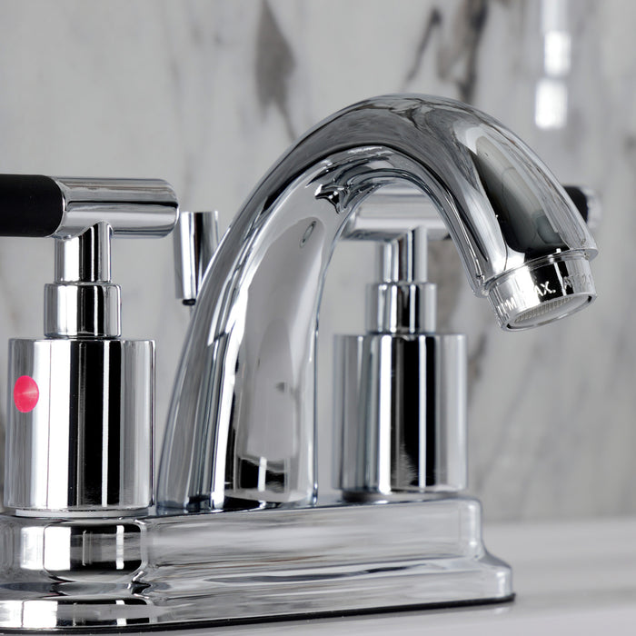 Kingston Tulare KB8611CKL - Kaiser Double-Handle 3-Hole Deck Mount 4-Inch Centerset Bathroom Faucet with Pop-Up Drain, Polished Chrome