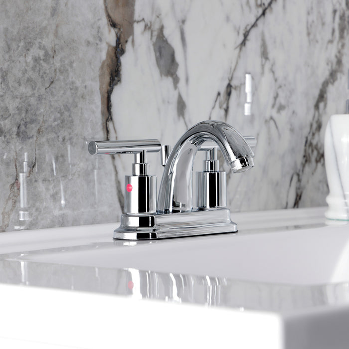 Kingston Tulare KB8611CML - Manhattan Double-Handle 3-Hole Deck Mount 4-Inch Centerset Bathroom Faucet with Pop-Up Drain, Polished Chrome