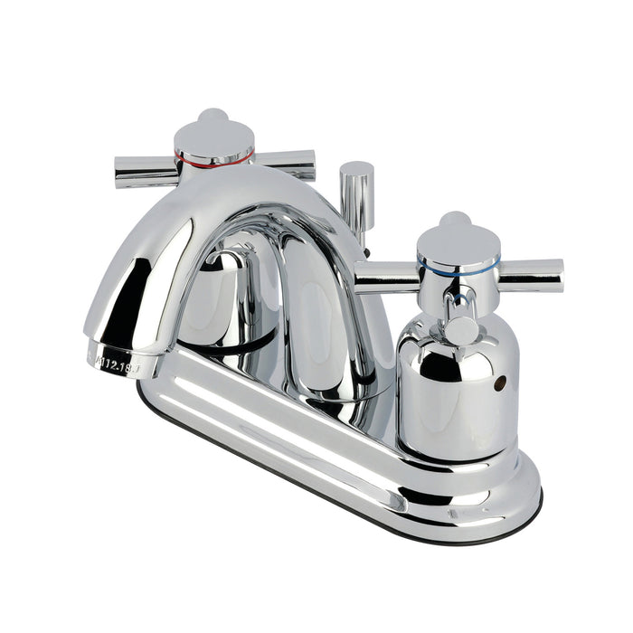 Concord KB8611DX Two-Handle 3-Hole Deck Mount 4" Centerset Bathroom Faucet with Plastic Pop-Up, Polished Chrome