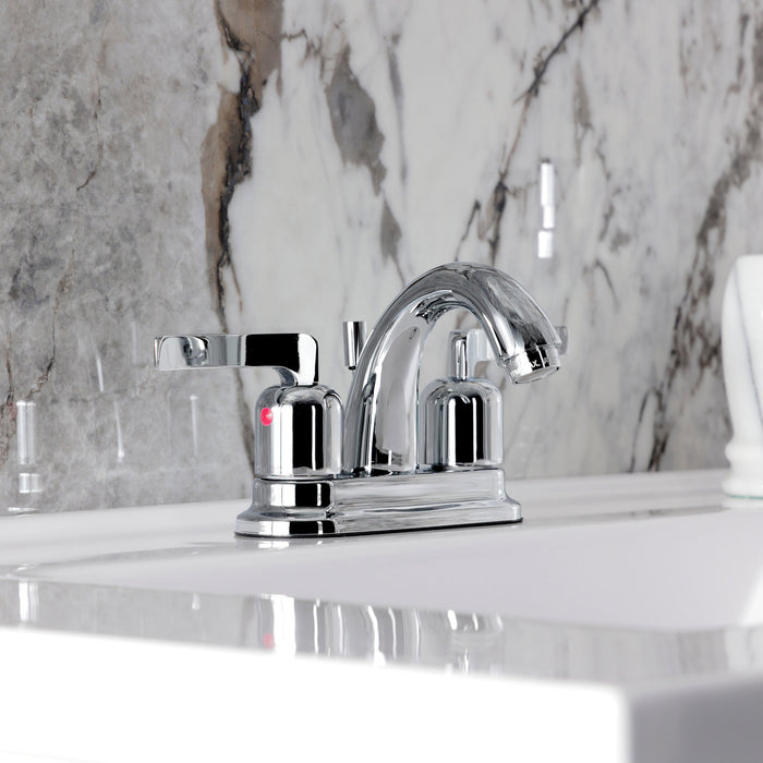 Kingston Tulare KB8611EFL - Centurion Double-Handle 3-Hole Deck Mount 4-Inch Centerset Bathroom Faucet with Pop-Up Drain, Polished Chrome