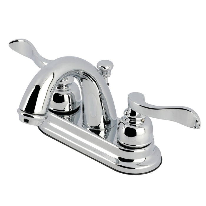 NuWave French KB8611NFL Two-Handle 3-Hole Deck Mount 4" Centerset Bathroom Faucet with Plastic Pop-Up, Polished Chrome