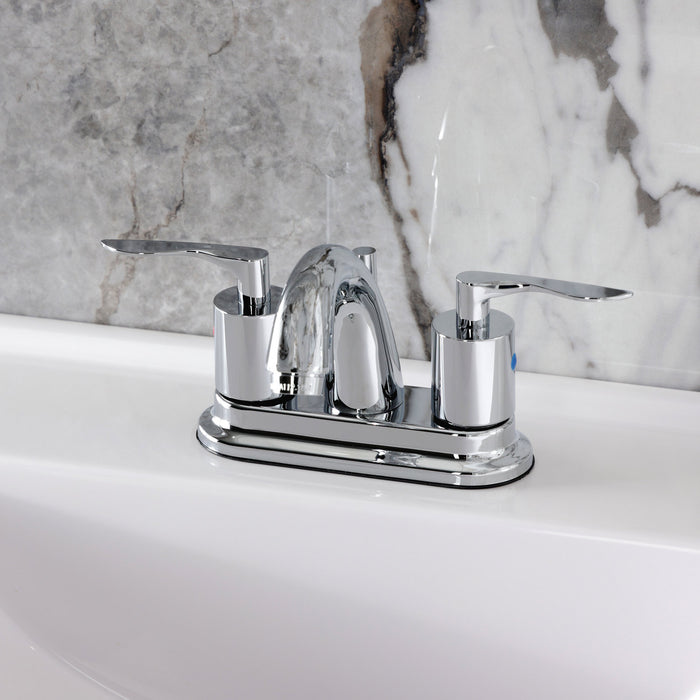 Kingston Tulare KB8611SVL - Serena Double-Handle 3-Hole Deck Mount 4-Inch Centerset Bathroom Faucet with Pop-Up Drain, Polished Chrome