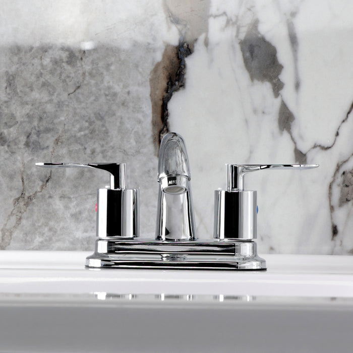 Kingston Tulare KB8611SVL - Serena Double-Handle 3-Hole Deck Mount 4-Inch Centerset Bathroom Faucet with Pop-Up Drain, Polished Chrome