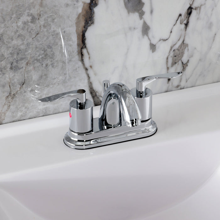 Kingston Tulare KB8611SVL - Serena Double-Handle 3-Hole Deck Mount 4-Inch Centerset Bathroom Faucet with Pop-Up Drain, Polished Chrome