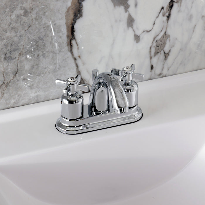 Kingston Tulare KB8611ZX - Millennium Double-Handle 3-Hole Deck Mount 4-Inch Centerset Bathroom Faucet with Pop-Up Drain, Polished Chrome
