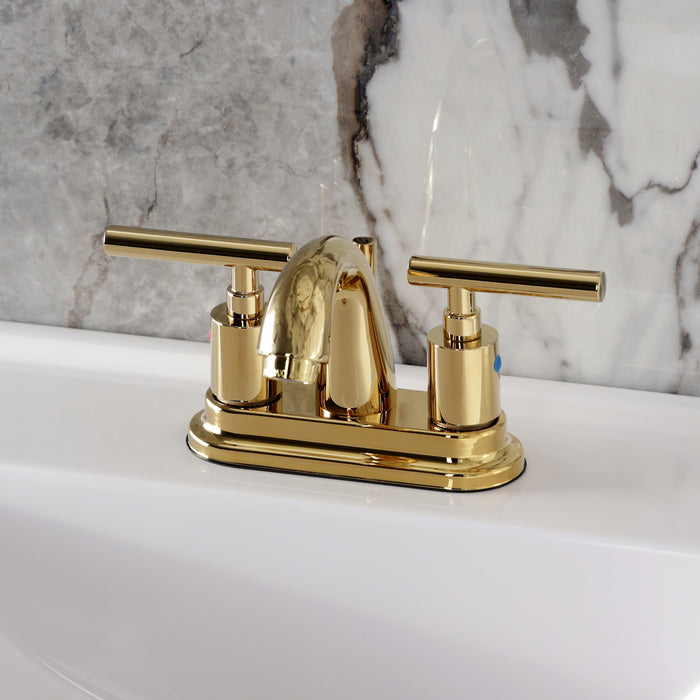 Kingston Tulare KB8612CML - Manhattan Double-Handle 3-Hole Deck Mount 4-Inch Centerset Bathroom Faucet with Pop-Up Drain, Polished Brass