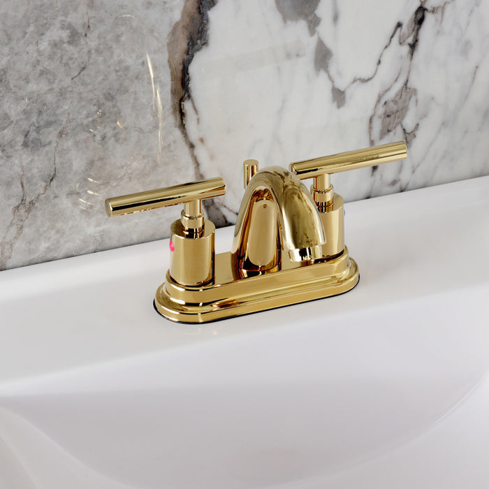 Kingston Tulare KB8612CML - Manhattan Double-Handle 3-Hole Deck Mount 4-Inch Centerset Bathroom Faucet with Pop-Up Drain, Polished Brass