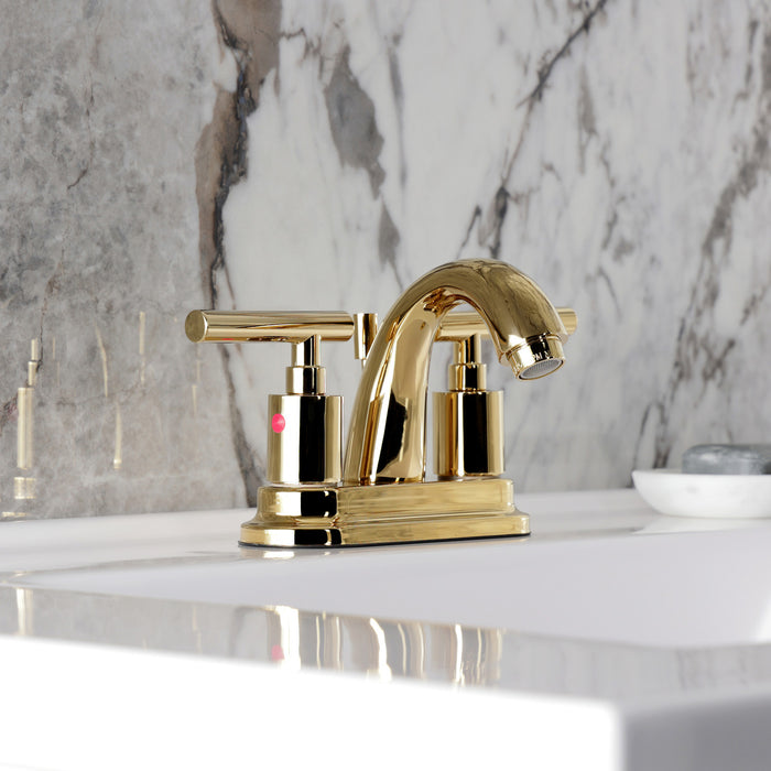 Kingston Tulare KB8612CML - Manhattan Double-Handle 3-Hole Deck Mount 4-Inch Centerset Bathroom Faucet with Pop-Up Drain, Polished Brass