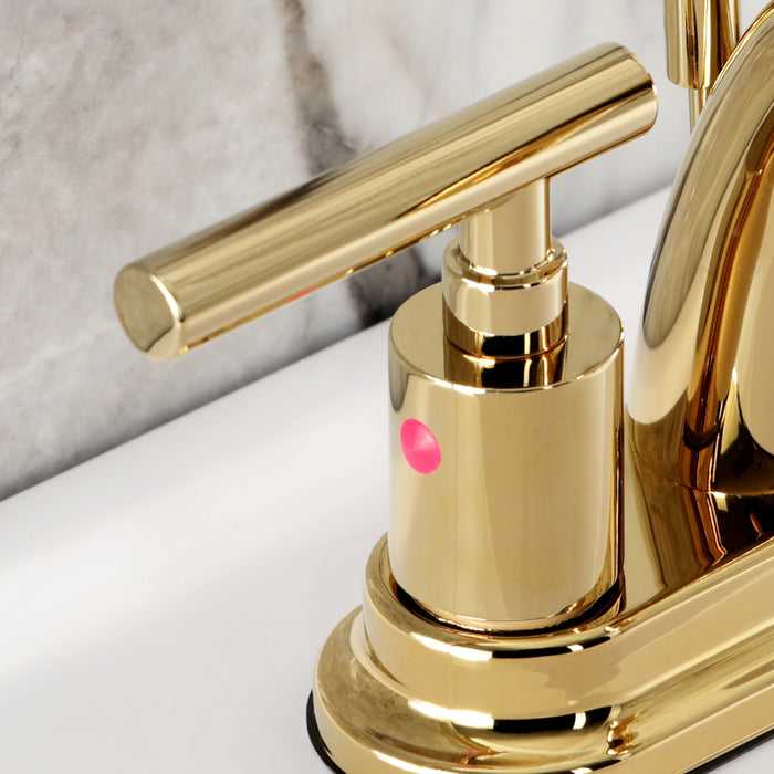 Kingston Tulare KB8612CML - Manhattan Double-Handle 3-Hole Deck Mount 4-Inch Centerset Bathroom Faucet with Pop-Up Drain, Polished Brass