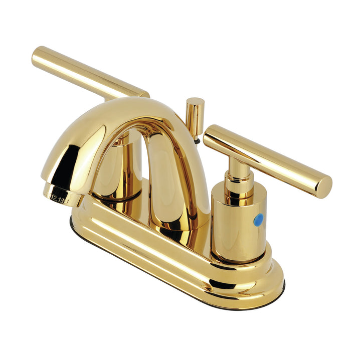 Manhattan KB8612CML Two-Handle 3-Hole Deck Mount 4" Centerset Bathroom Faucet with Pop-Up Drain, Polished Brass