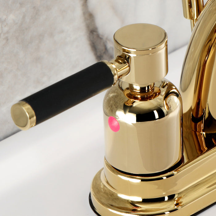 Kingston Tulare KB8612DKL - Kaiser Double-Handle 3-Hole Deck Mount 4-Inch Centerset Bathroom Faucet with Pop-Up Drain, Polished Brass