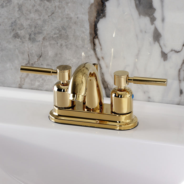 Kingston Tulare KB8612DL - Concord Double-Handle 3-Hole Deck Mount 4-Inch Centerset Bathroom Faucet with Pop-Up Drain, Polished Brass