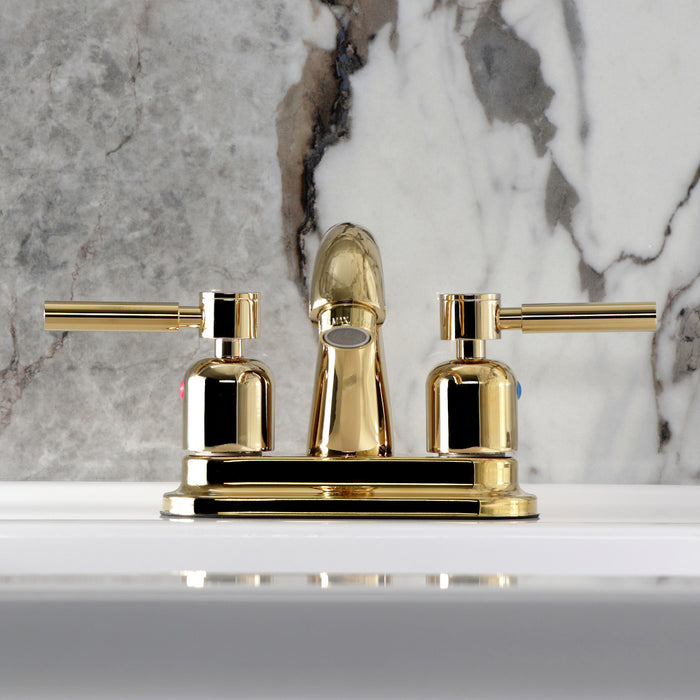 Kingston Tulare KB8612DL - Concord Double-Handle 3-Hole Deck Mount 4-Inch Centerset Bathroom Faucet with Pop-Up Drain, Polished Brass