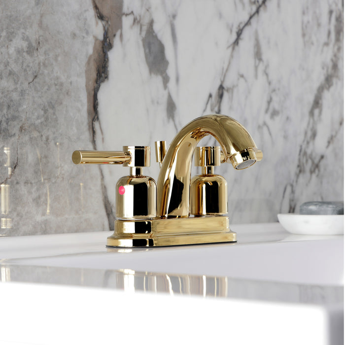 Kingston Tulare KB8612DL - Concord Double-Handle 3-Hole Deck Mount 4-Inch Centerset Bathroom Faucet with Pop-Up Drain, Polished Brass