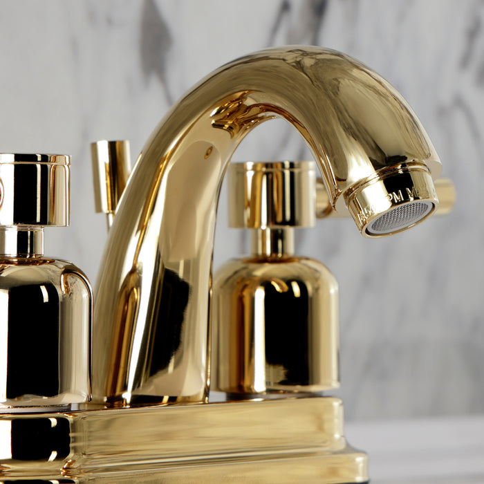 Kingston Tulare KB8612DL - Concord Double-Handle 3-Hole Deck Mount 4-Inch Centerset Bathroom Faucet with Pop-Up Drain, Polished Brass