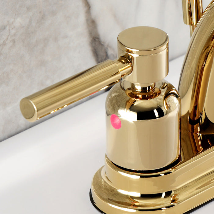 Kingston Tulare KB8612DL - Concord Double-Handle 3-Hole Deck Mount 4-Inch Centerset Bathroom Faucet with Pop-Up Drain, Polished Brass