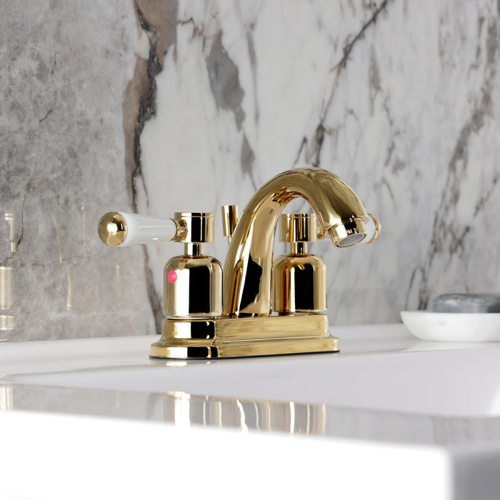 Kingston Tulare KB8612DPL - Paris Double-Handle 3-Hole Deck Mount 4-Inch Centerset Bathroom Faucet with Pop-Up Drain, Polished Brass
