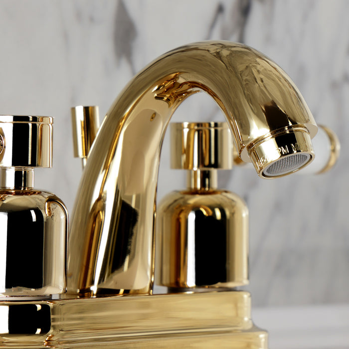 Kingston Tulare KB8612DPL - Paris Double-Handle 3-Hole Deck Mount 4-Inch Centerset Bathroom Faucet with Pop-Up Drain, Polished Brass
