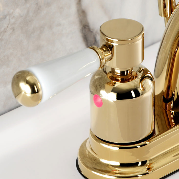 Kingston Tulare KB8612DPL - Paris Double-Handle 3-Hole Deck Mount 4-Inch Centerset Bathroom Faucet with Pop-Up Drain, Polished Brass