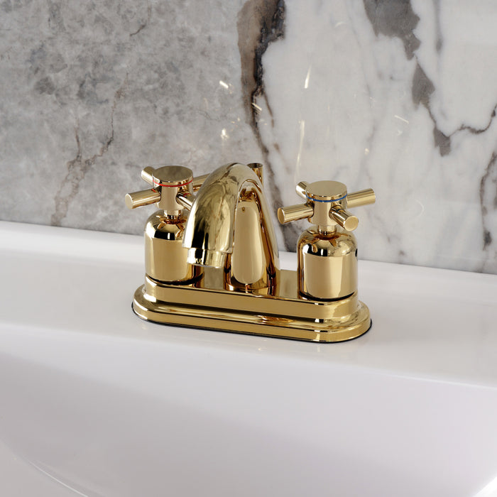 Kingston Tulare KB8612DX - Concord Double-Handle 3-Hole Deck Mount 4-Inch Centerset Bathroom Faucet with Pop-Up Drain, Polished Brass