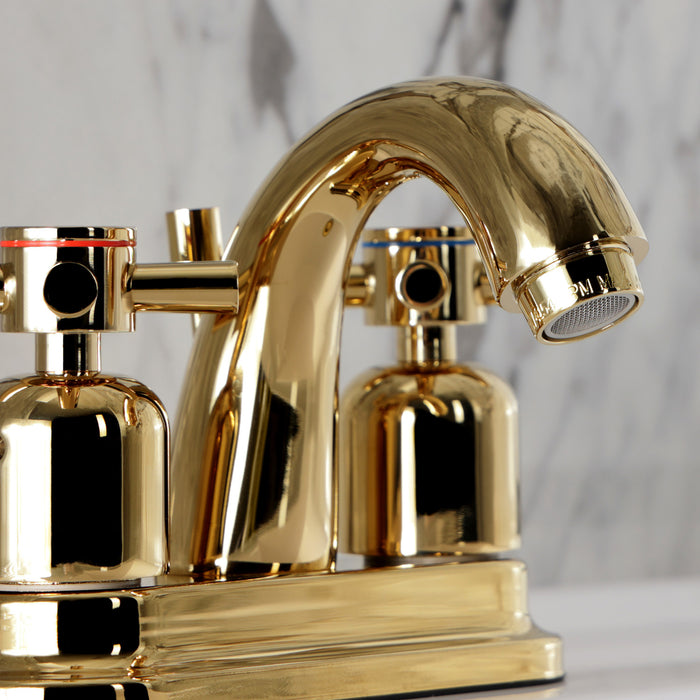 Kingston Tulare KB8612DX - Concord Double-Handle 3-Hole Deck Mount 4-Inch Centerset Bathroom Faucet with Pop-Up Drain, Polished Brass