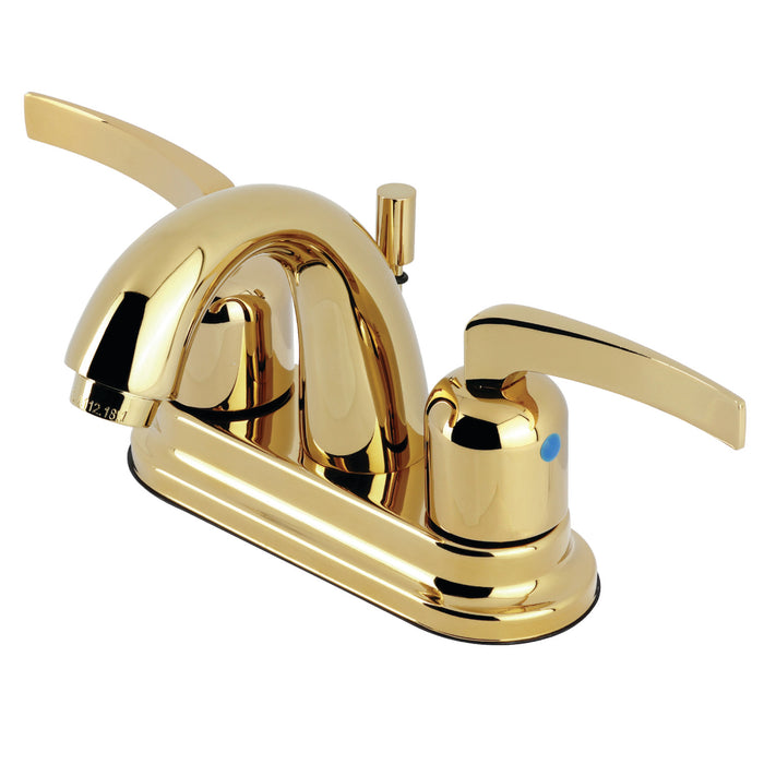 Centurion KB8612EFL Two-Handle 3-Hole Deck Mount 4" Centerset Bathroom Faucet with Plastic Pop-Up, Polished Brass