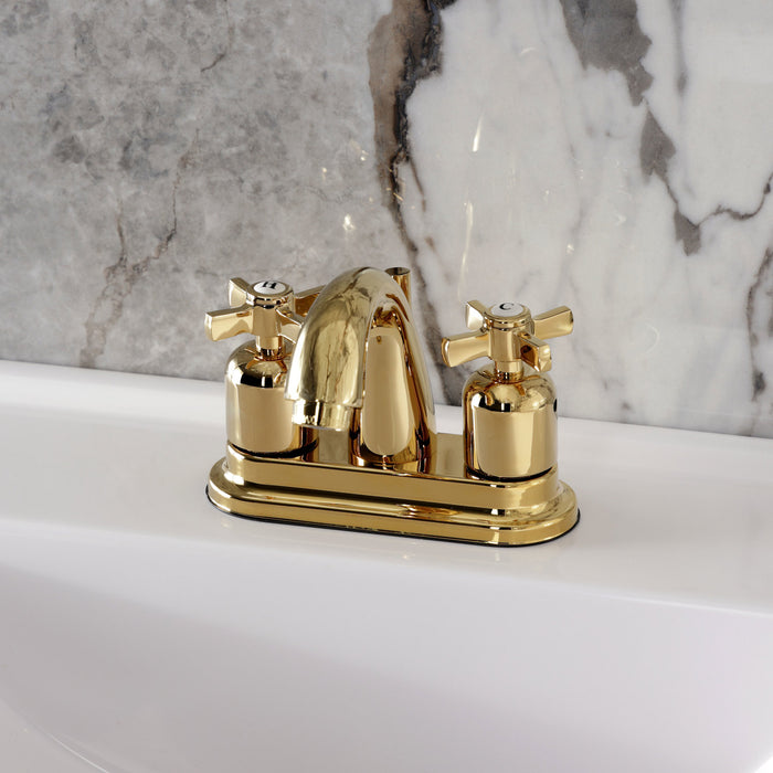 Kingston Tulare KB8612ZX - Millennium Double-Handle 3-Hole Deck Mount 4-Inch Centerset Bathroom Faucet with Pop-Up Drain, Polished Brass