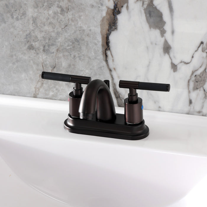 Kingston Tulare KB8615CKL - Kaiser Double-Handle 3-Hole Deck Mount 4-Inch Centerset Bathroom Faucet with Pop-Up Drain, Oil Rubbed Bronze