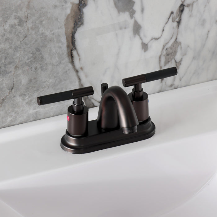 Kingston Tulare KB8615CKL - Kaiser Double-Handle 3-Hole Deck Mount 4-Inch Centerset Bathroom Faucet with Pop-Up Drain, Oil Rubbed Bronze