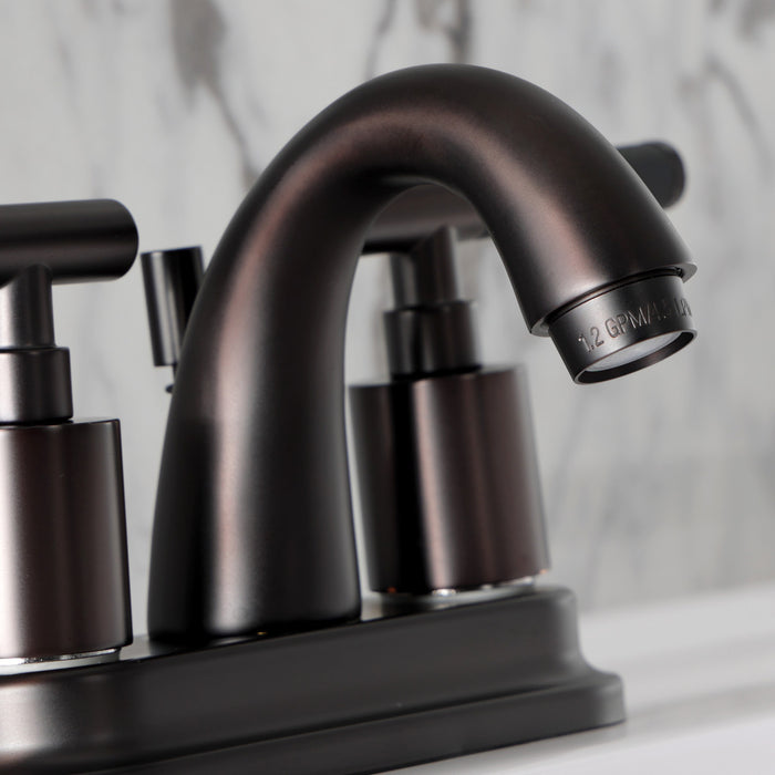 Kingston Tulare KB8615CKL - Kaiser Double-Handle 3-Hole Deck Mount 4-Inch Centerset Bathroom Faucet with Pop-Up Drain, Oil Rubbed Bronze